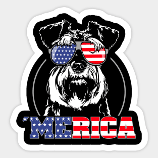 Proud Miniature Schnauzer American Flag Merica dog Sticker